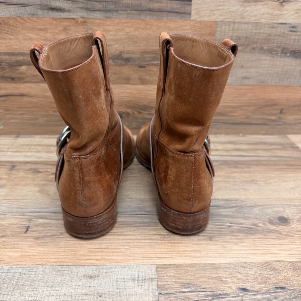 Frye Boots Ricki Ring Beige Fashion Women’s Size 7M  Brown Leather Ankle Boots - Picture 7 of 9